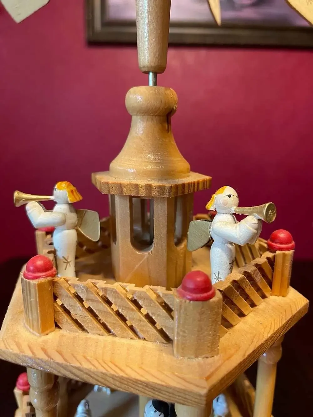 Vintage Lillie Vernon Three-Tier Wooden Christmas Pyramid Nativity Carousel